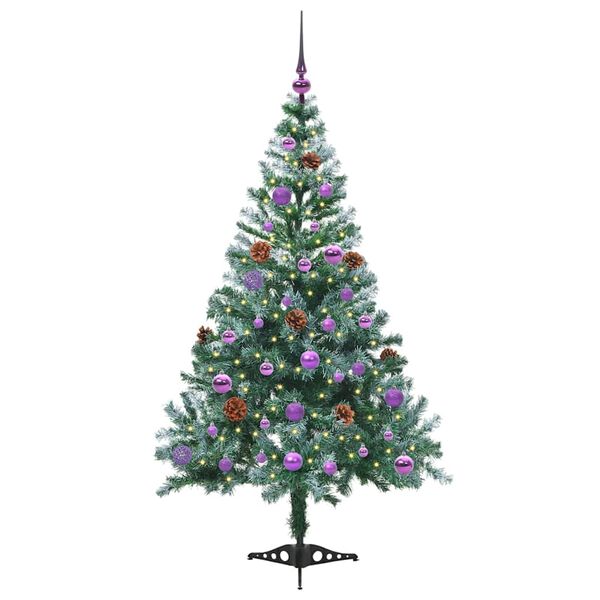 vidaXL Kunstig juletre med 150 LED med stativ gr&oslash;nn 150 cm PVC og st&aring;l