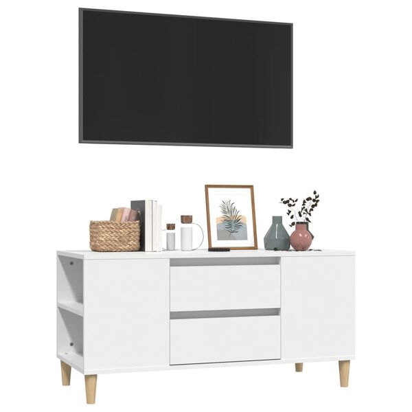 vidaXL TV-benk hvit 102x44,5x50 cm konstruert tre