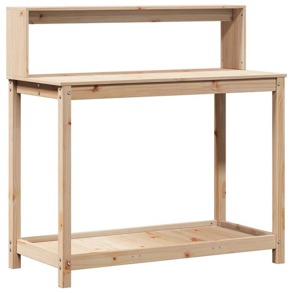vidaXL Pottebord med hyller 108x50x109,5 cm heltre furu