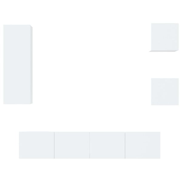 vidaXL TV-benksett 5 deler høyglans hvit konstruert tre