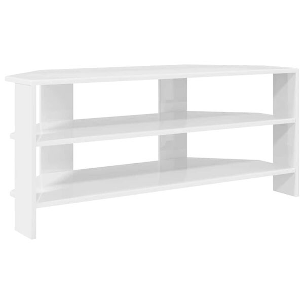 vidaXL Hj&oslash;rneTV-skap H&oslash;yglanset Hvit 102x40,5x45cm Konstruert tre