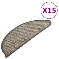 vidaXL Selvklebende trappematter sisal 15 stk 65x21x4 cm antrasitt