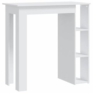 vidaXL Barbord med hylle hvit 102x50x103,5 cm konstruert tre