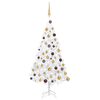 vidaXL Forh&aring;ndsbelyst kunstig juletre med kulesett hvit 120 cm PVC