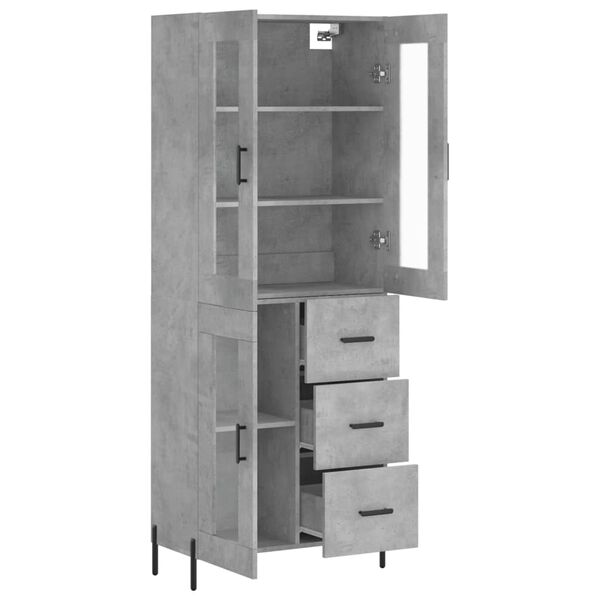 vidaXL Highboard betonggr&aring; 69,5x34x180 cm konstruert tre