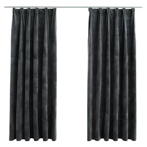vidaXL Lystette gardiner med kroker 2 stk fl&oslash;yel antrasitt 140x175 cm