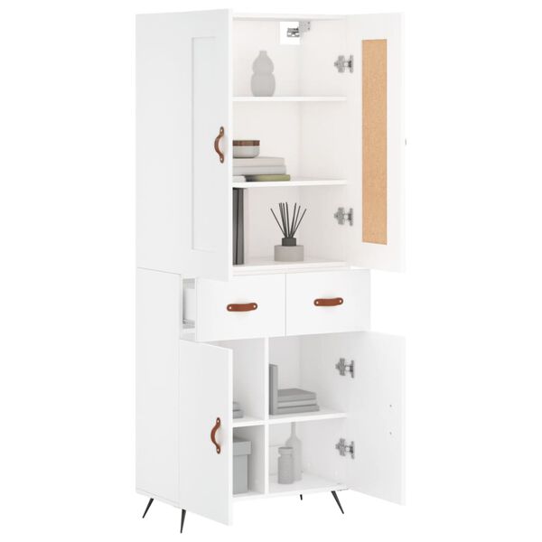 vidaXL Highboard hvit 69,5x34x180 cm konstruert tre