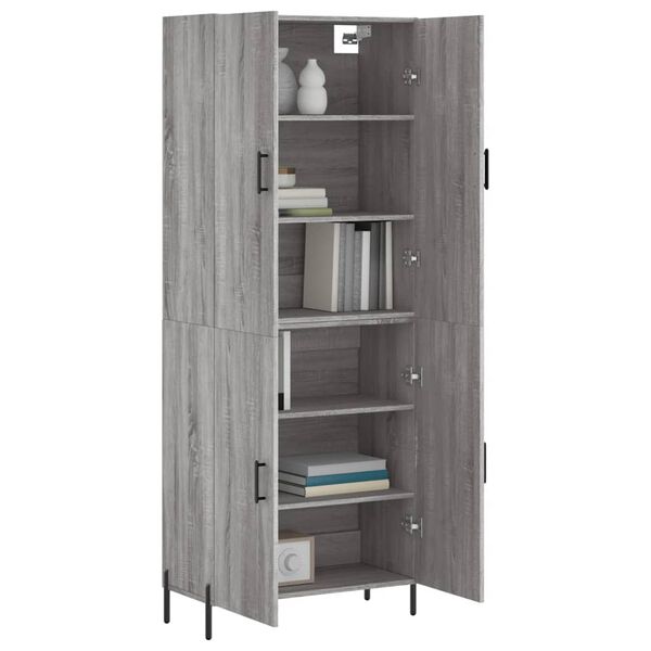 vidaXL Highboard gr&aring; sonoma 69,5x34x180 cm konstruert tre