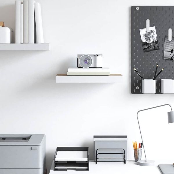 vidaXL Flytende vegghylle eik og hvit 50x23x3,8 cm MDF