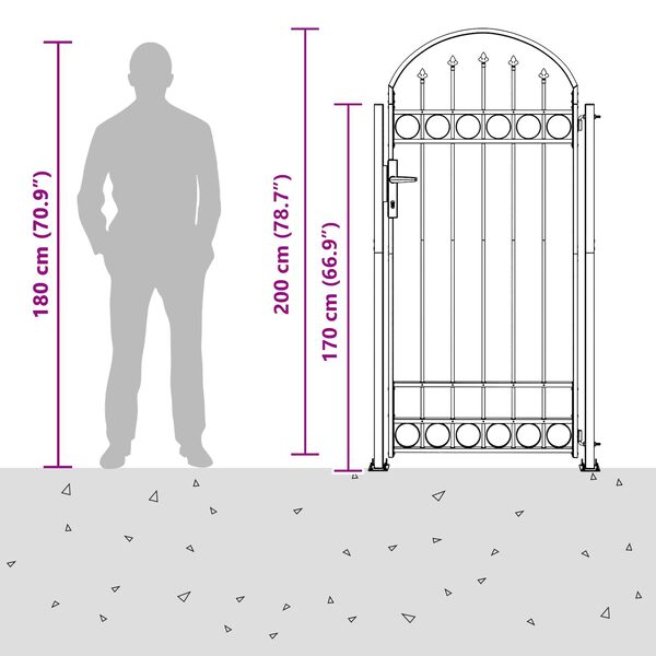 vidaXL Gjerdepåle med lås Grå 200 x 88 x 14 cm Stål