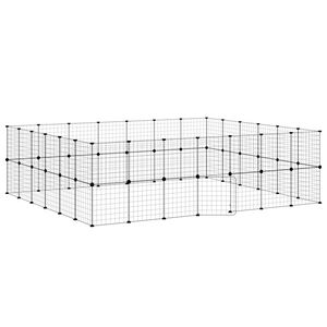 vidaXL Dyrebur 52 paneler med d&oslash;r svart 35x35 cm st&aring;l