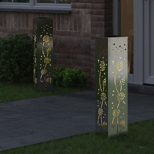 vidaXL Solenergi LED stibelys 2 pcs Rusten Galvanisert