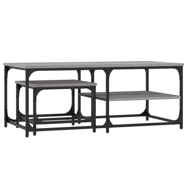 vidaXL Stablebare salongbord 2 stk grå sonoma konstruert tre