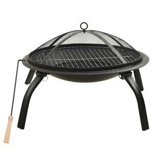 vidaXL 2-i-1 Bålfat og grill med ildrake 56x56x49 cm stål