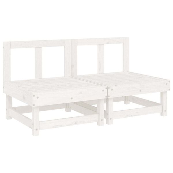 vidaXL Midtsofaer med puter 2 stk hvit heltre furu