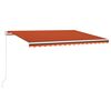 vidaXL Manuell uttrekkbar markise med LED 400x300 cm oransje og brun