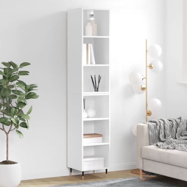 vidaXL Highboard h&oslash;yglans hvit 34,5x32,5x180 cm konstruert tre
