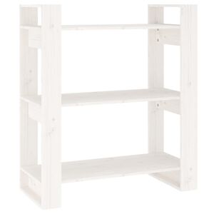 vidaXL Bokhylle/romdeler hvit 80x35x91 cm heltre furu