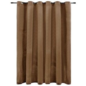vidaXL Lystett gardin med metallringer fl&oslash;yel beige 290x245 cm