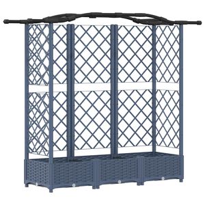 vidaXL Hevet Bed med Trellis og Tak Gr&aring; 163 x 40 x 126 cm PP