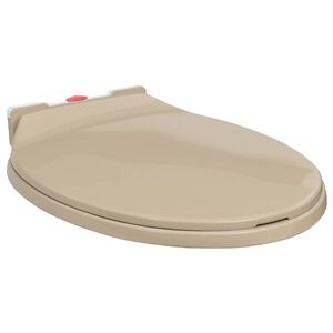 vidaXL Toalettsete myktlukkende med hurtigutl&oslash;sing beige oval