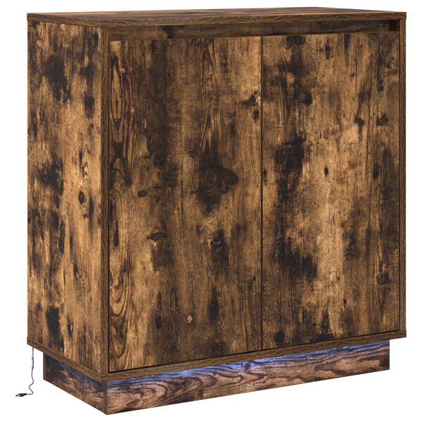 vidaXL LED sideboard med d&oslash;r R&oslash;kt eik 71 x 34,5 x 75 cm Konstruert tre