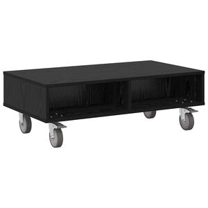 vidaXL Sidebord med hjul Svart Eik 90 x 50 x 30 cm Konstruert tre
