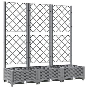 vidaXL Plantekasse med espalier lysegr&aring; 120x40x121,5 cm PP