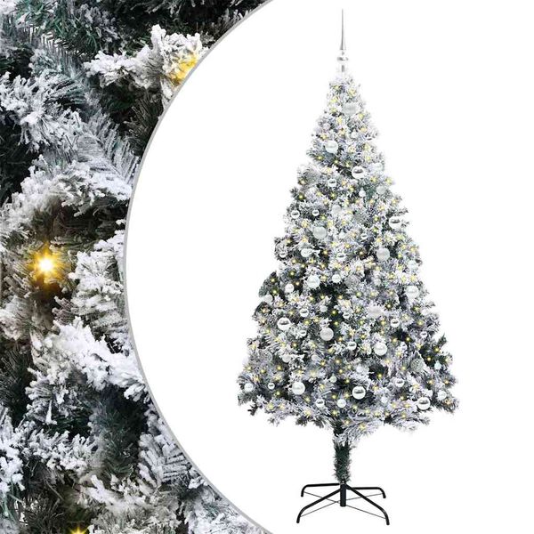 vidaXL Kunstig juletre med 300 LED grønn 210 cm PVC og Stål og Plast
