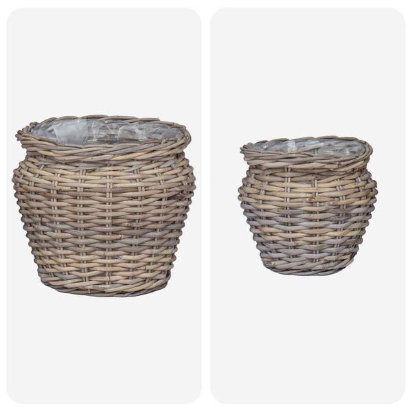 vidaXL Plantekurv med lagring 2 pcs Gr&aring; Lacak Rattan