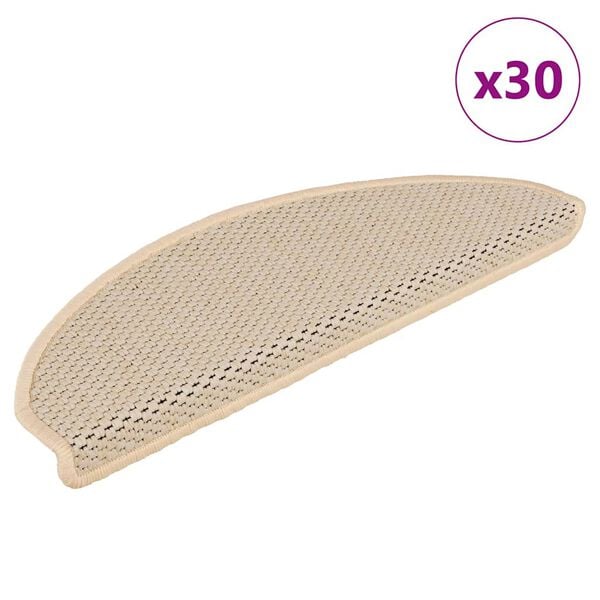 vidaXL Selvklebende trappematter sisal 30 stk 65x21x4 cm berber