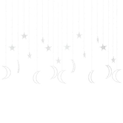 vidaXL Lysslynge stjerne og måne med fjernkontroll 345 LED varmhvit
