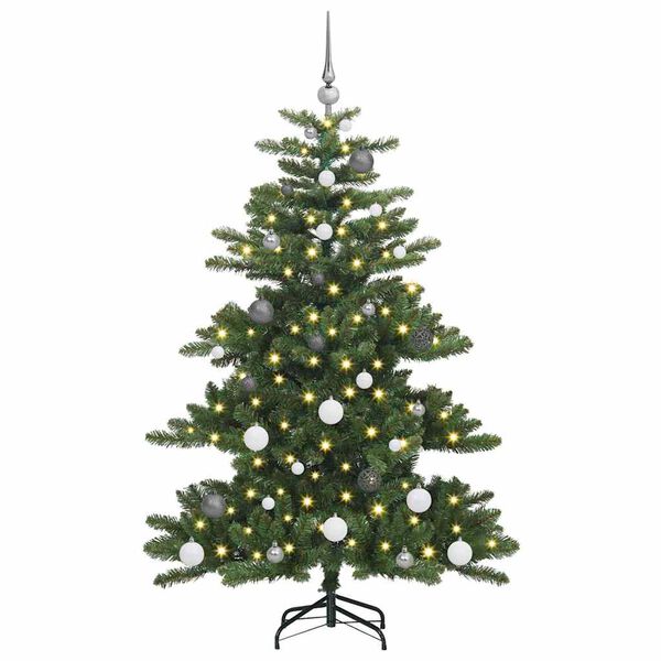 vidaXL Kunstig sammensatt juletre med 150 LED gr&oslash;nn 150 cm PVC og st&aring;l