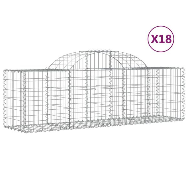 vidaXL Gabionkurver buede 18 stk 200x50x60/80 cm galvanisert jern