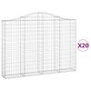 vidaXL Gabionkurver buede 20 stk 200x30x140/160 cm galvanisert jern