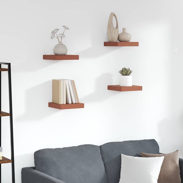 vidaXL Vegghylle Veggmontert 4 pcs R&oslash;d 23 x 23,5 x 4 cm Konstruert tre