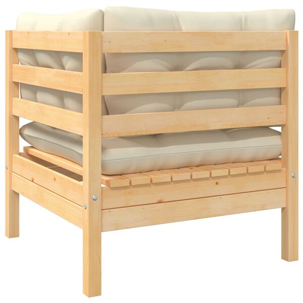 vidaXL Utendørs hjørnesofa med puter kremhvite heltre furu