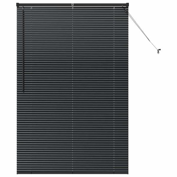 vidaXL Vindu Persienne med gardiner Svart Aluminium