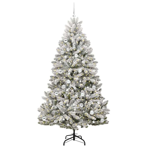 vidaXL Kunstig juletre med 300 LED Gr&oslash;nn og hvit 210 cm PVC og metall