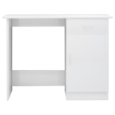 vidaXL Skrivebord høyglans hvit 100x50x76 cm sponplate