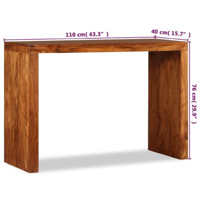 vidaXL Konsollbord heltre med honningfinish 110x40x76 cm