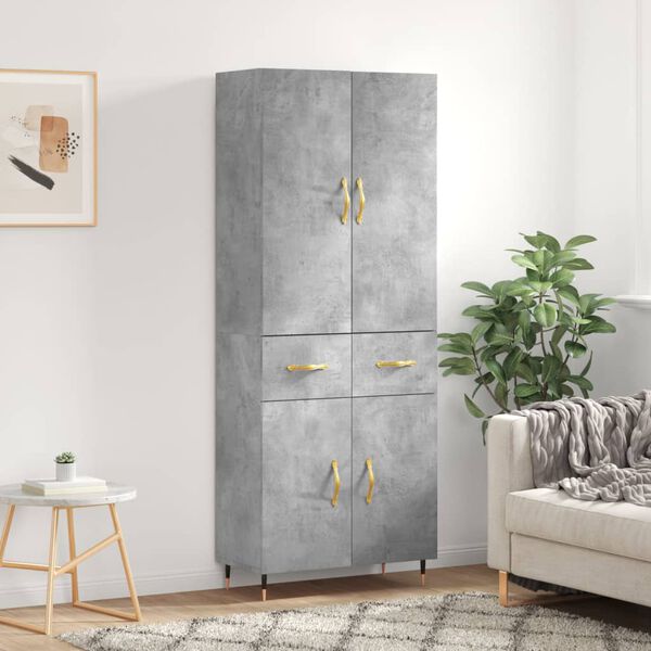 vidaXL Highboard betonggr&aring; 69,5x34x180 cm konstruert tre