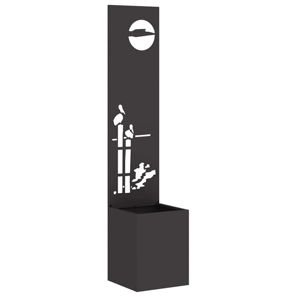 vidaXL Hageprivat skjerm Fretwork Svart 32 x 140 cm Kaldvalsestål