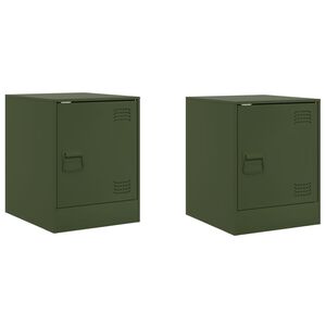 vidaXL Nattbord 2 stk olivengr&oslash;nn 34,5x39x44 cm st&aring;l