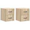 vidaXL Vegghengt Nattbord med skuff 2 pcs Sonoma eik 34,5 x 33 x 40 cm