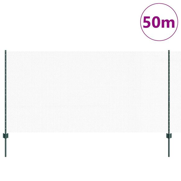 vidaXL Gjerde med stolpe gr&oslash;nn 1,2 x 50 m St&aring;l og PVC