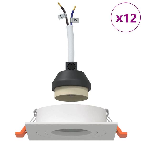 vidaXL Spotlight 12 pcs Hvit 9 x 9 x 2 cm Aluminium