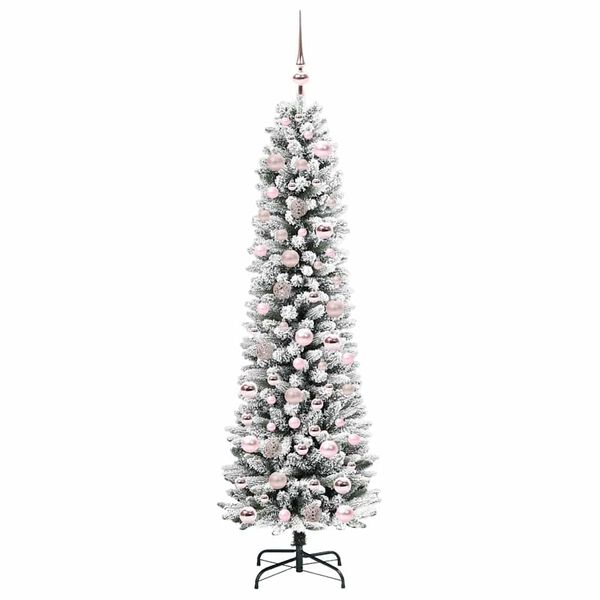 vidaXL Kunstig juletre med 300 LED Hvit 180 cm PVC og Metall og Plast