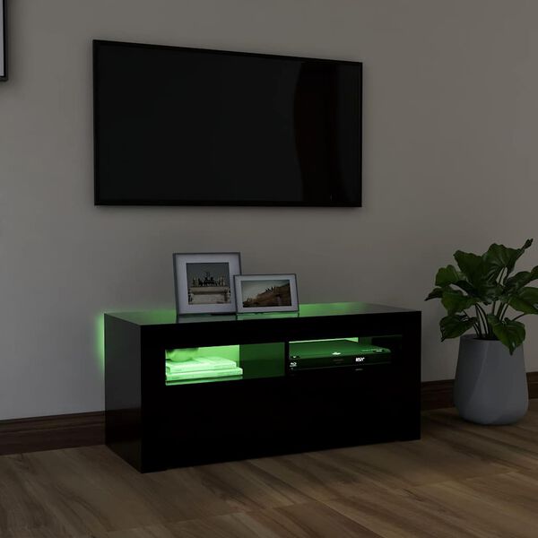 vidaXL TV-benk med LED-lys svart 90x35x40 cm