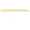 vidaXL Manuell uttrekkbar markise med LED 600x300 cm gul og hvit